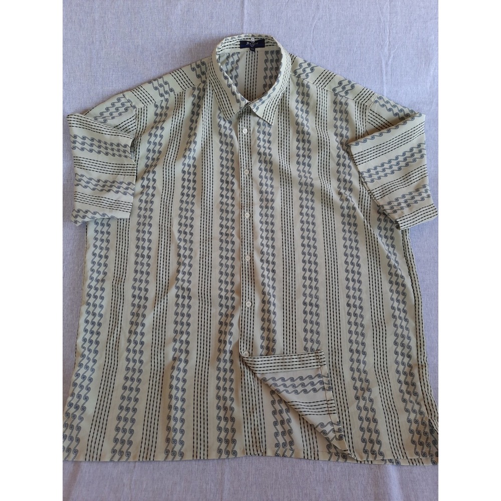 Bassiri Uomo USA Men's 3XL Stripe Paisley Button Shirt Short Sleeve Micro Fibre